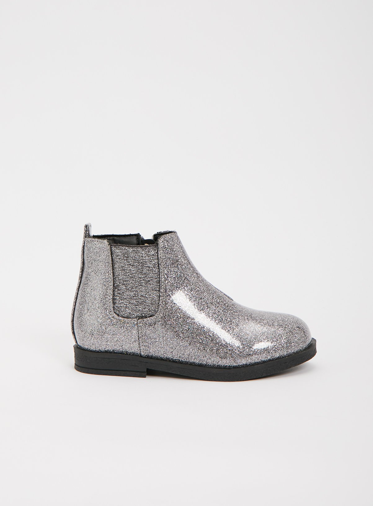 silver glitter chelsea boots