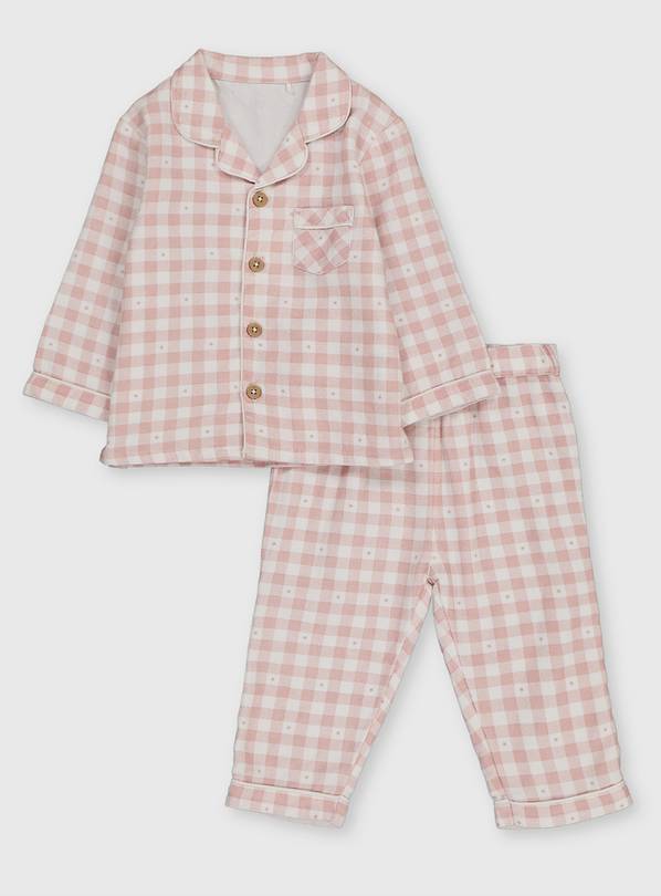 Buy Pink Check Woven Pyjamas 1824 months Sleepsuits and pyjamas