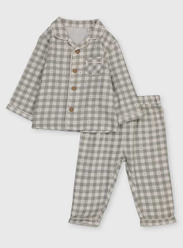 Buy Grey Check Woven Pyjamas 1824 months Sleepsuits and pyjamas