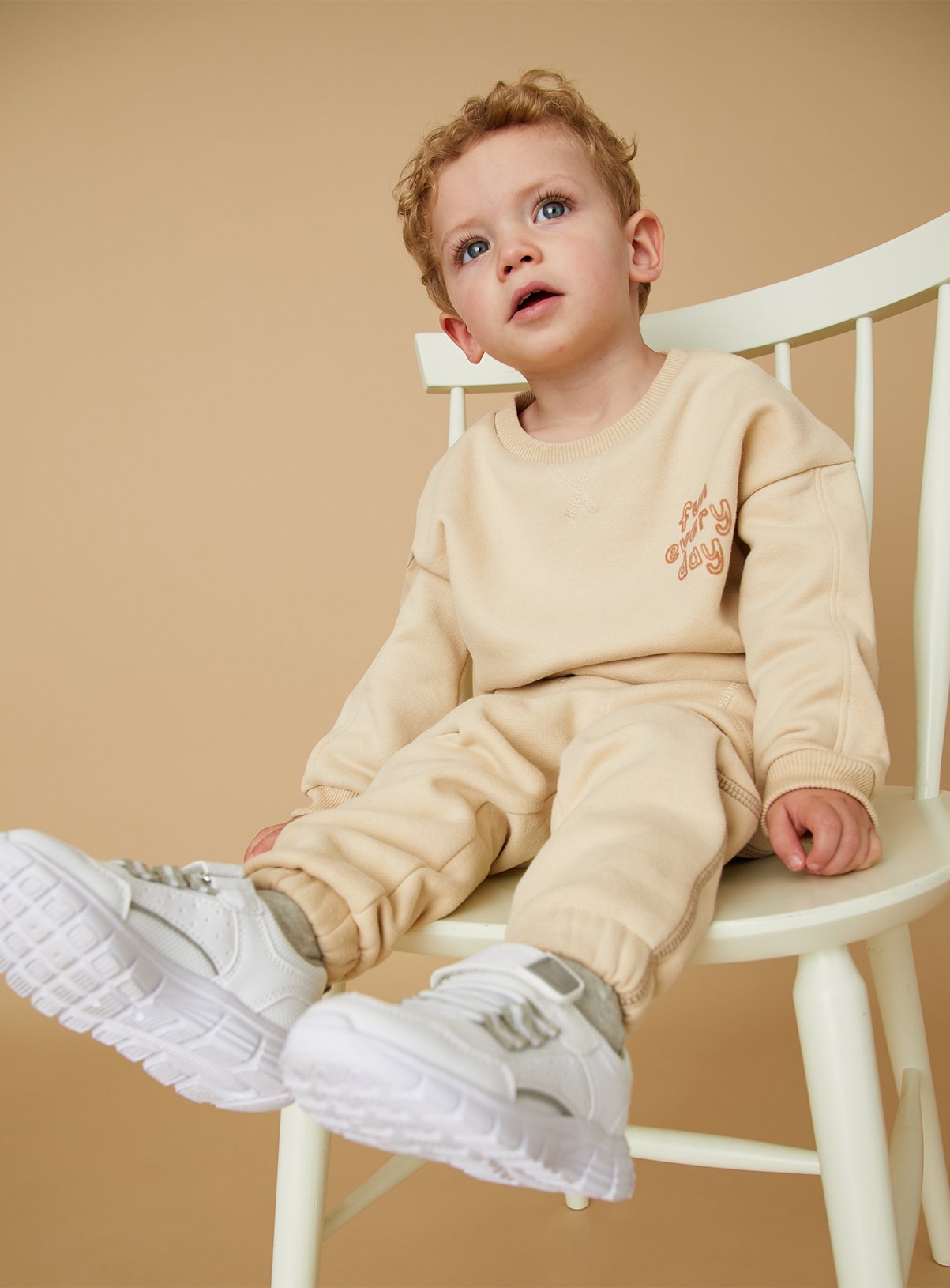 beige joggers and sweatshirt set