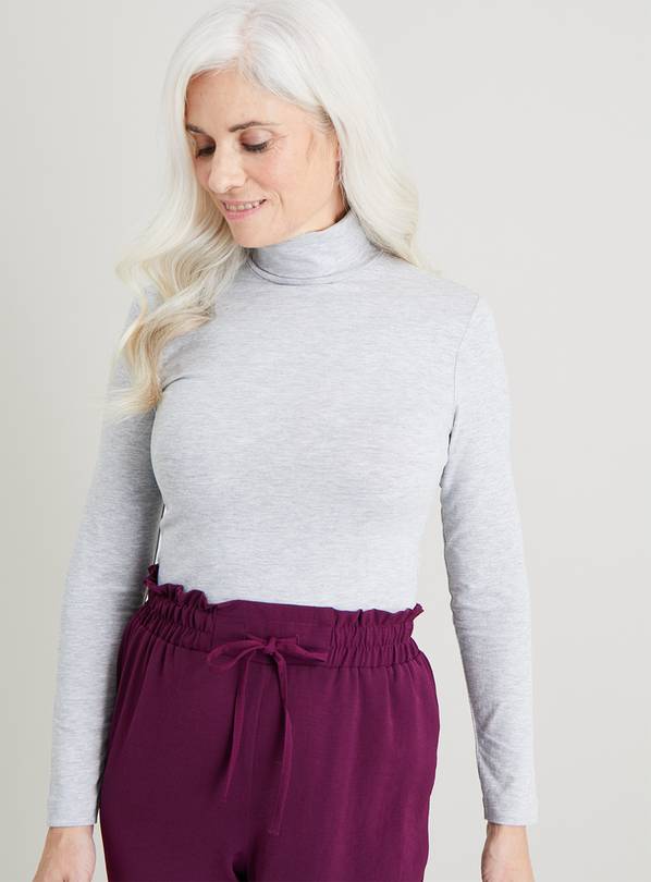 Buy Grey Roll Neck Top With Stretch - 26, T-shirts