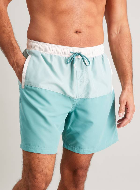 Green Colour Block Recycled Swim Shorts - S