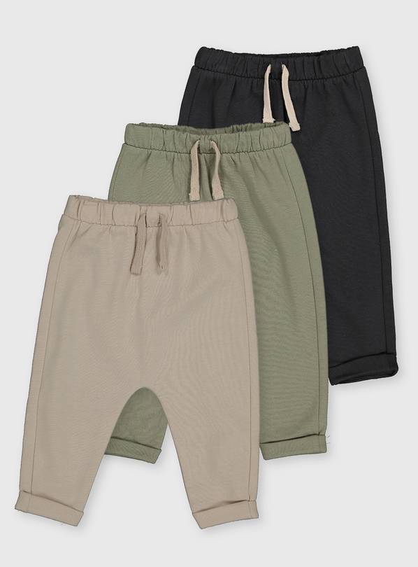 Grey, Beige & Sage Green Joggers 3 Pack Up to 1 mth