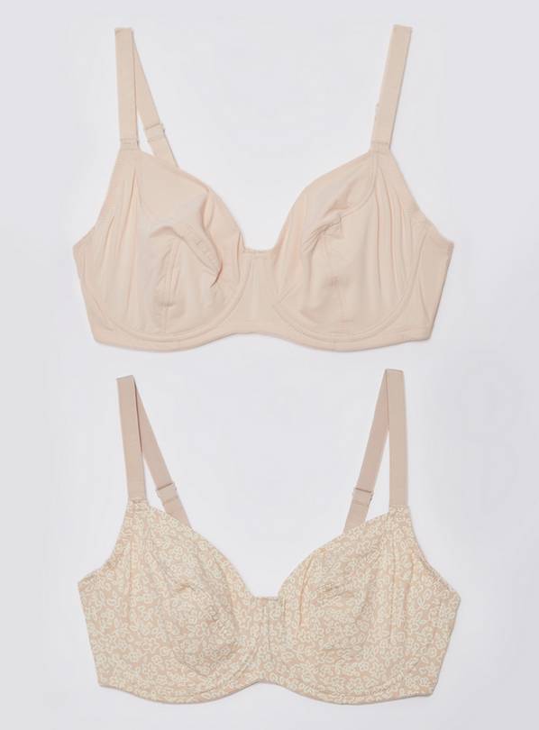Buy DDGG Latte Nude Floral & Plain Full Cup Bra 2 Pack 36GG Bras