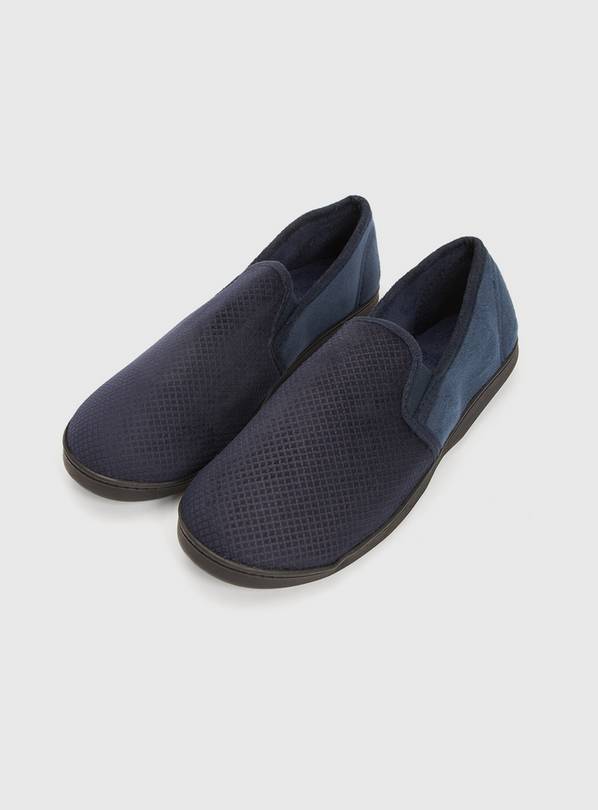 Buy Navy Diagonal Square Full Slippers With Arch Support 10