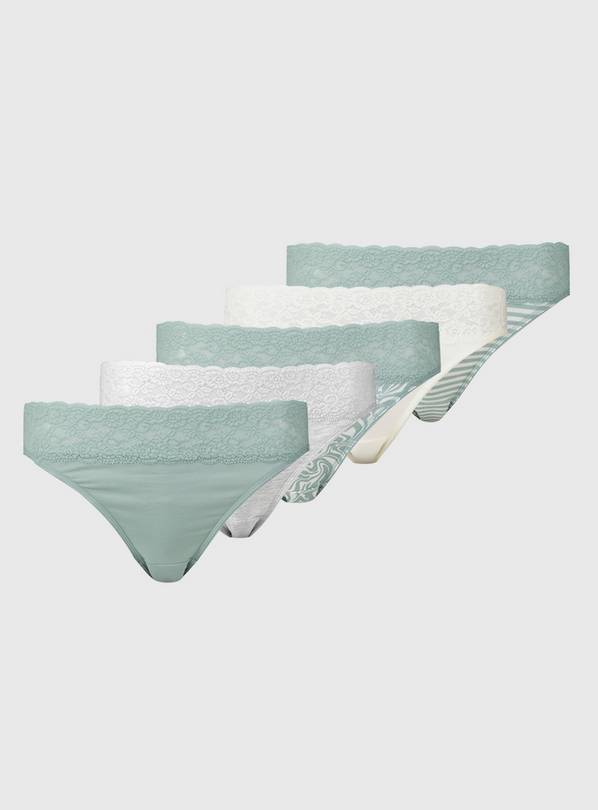 Green Comfort Lace High Leg Knickers 5 Pack - 20