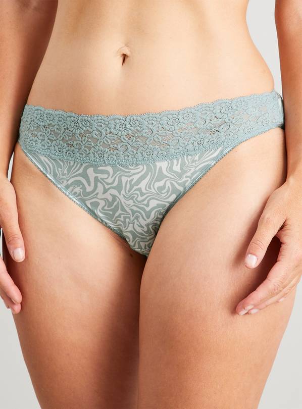 High Leg Lace Panties Green