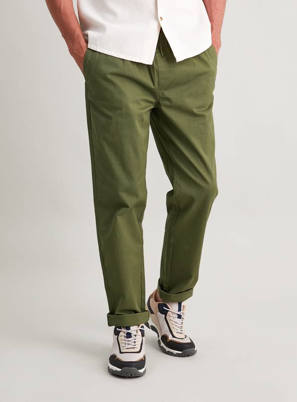 Buy Khaki Pull On Chino Trousers With Stretch M Trousers Argos