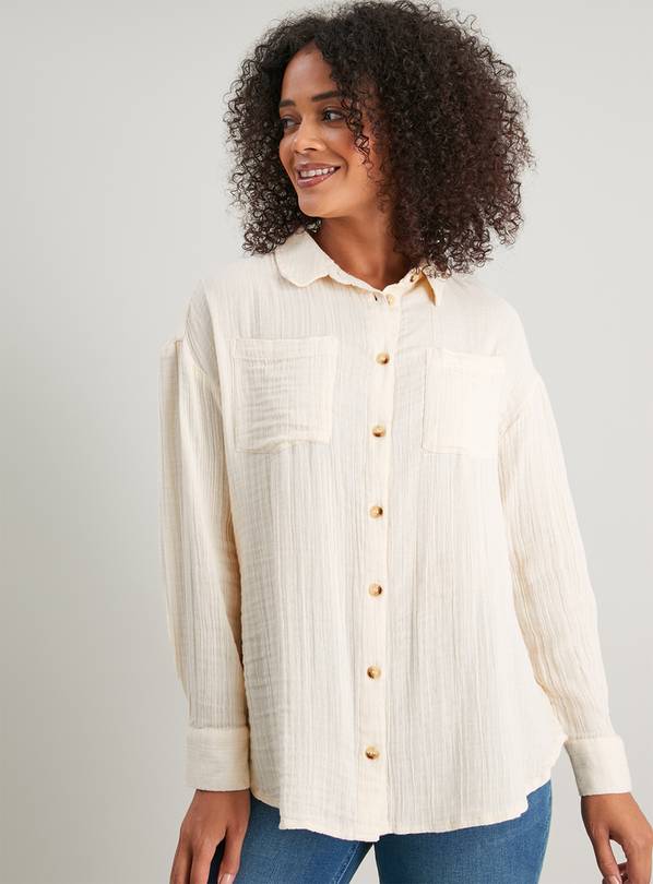 Buy Cream Crinkle Overshirt 26 Shirts Argos