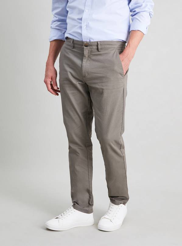 Buy Grey Slim Leg Chino With Stretch 38S Trousers Argos