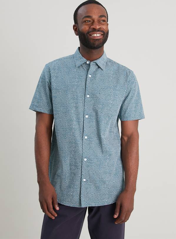 Buy Teal Spot Regular Fit Shirt - XXXXL | Shirts | Argos