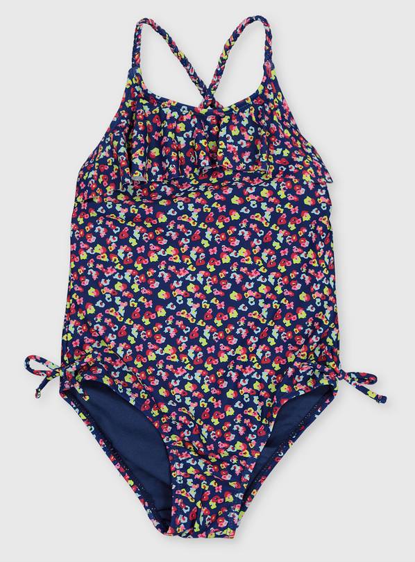 Navy Floral Print Swimsuit - 4 years
