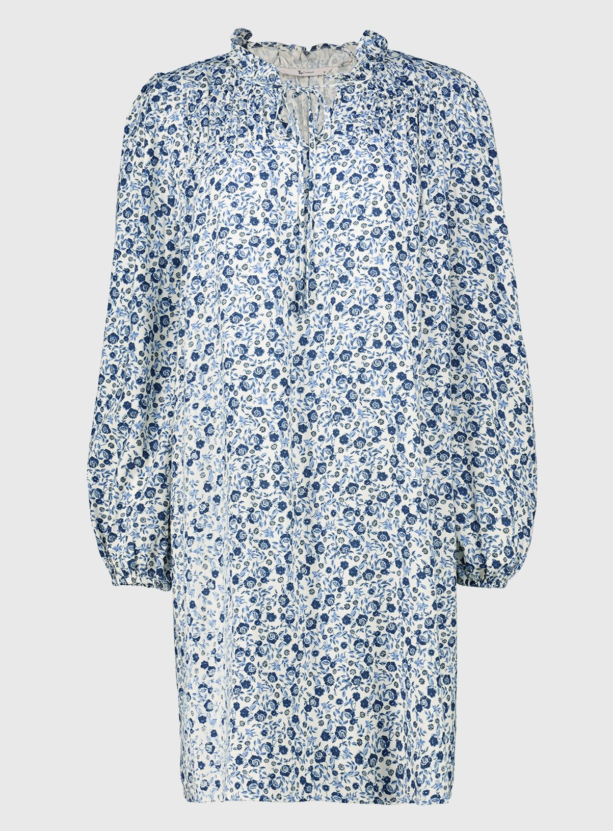 SKU: AW22 SEPT BLUE DITSY HIGH NECK SHORT DRESS:Blue:16 - Image 3 thumbnail