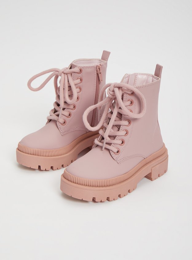 pink lace up boots