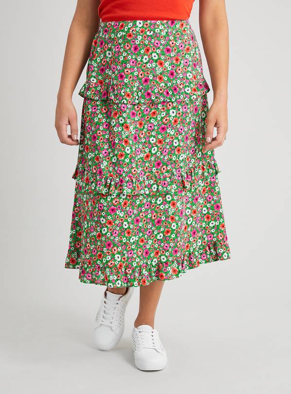 Buy Green Ditsy Print Tiered Skirt - 22 | Skirts | Argos
