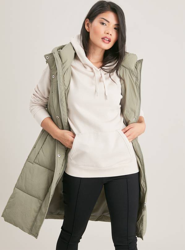 Buy PETITE Khaki Green Longline Padded Gilet 14 Coats Argos