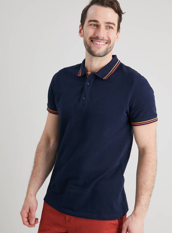 Buy Navy Stripe Placket Polo Shirt - XXL | T-shirts and polos | Argos