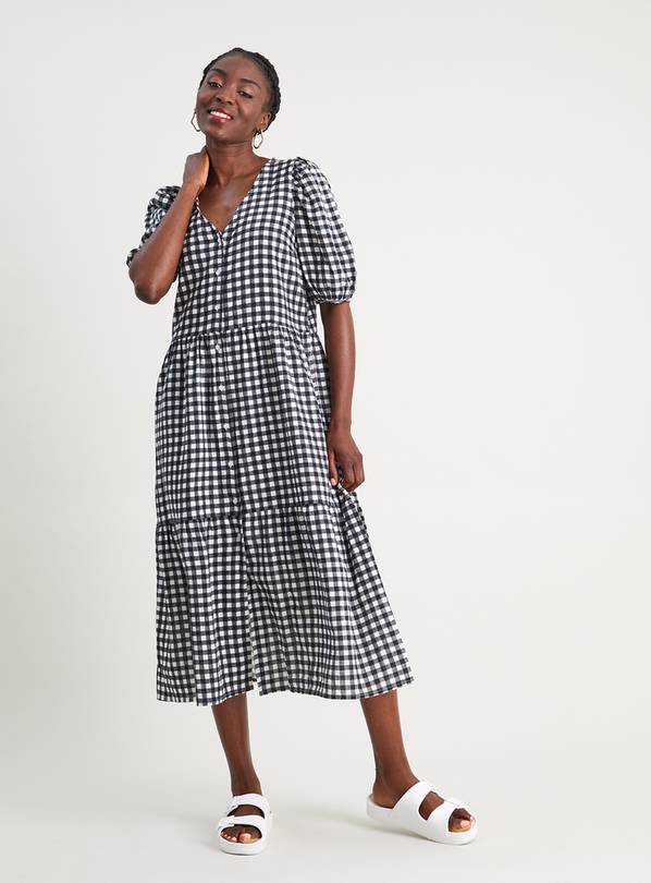 Gingham puff sleeve on sale dress