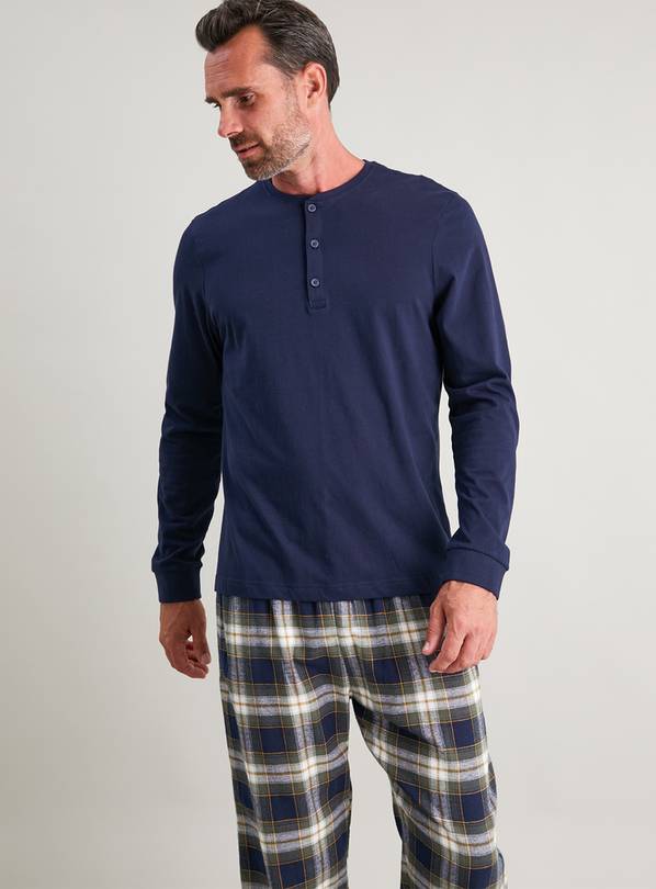 Buy Navy & Khaki Henley Check Pyjamas XL Pyjamas Argos