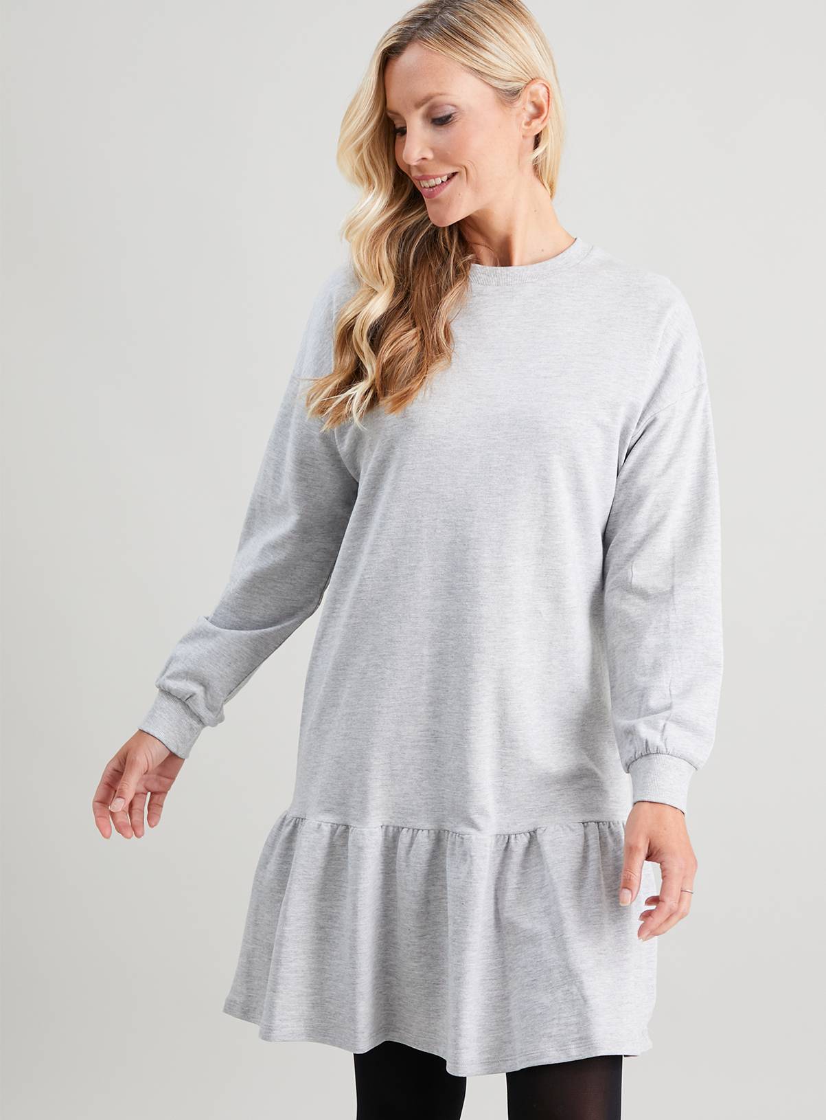 Grey Drop Hem Sweat Dress - 8 - Image 2