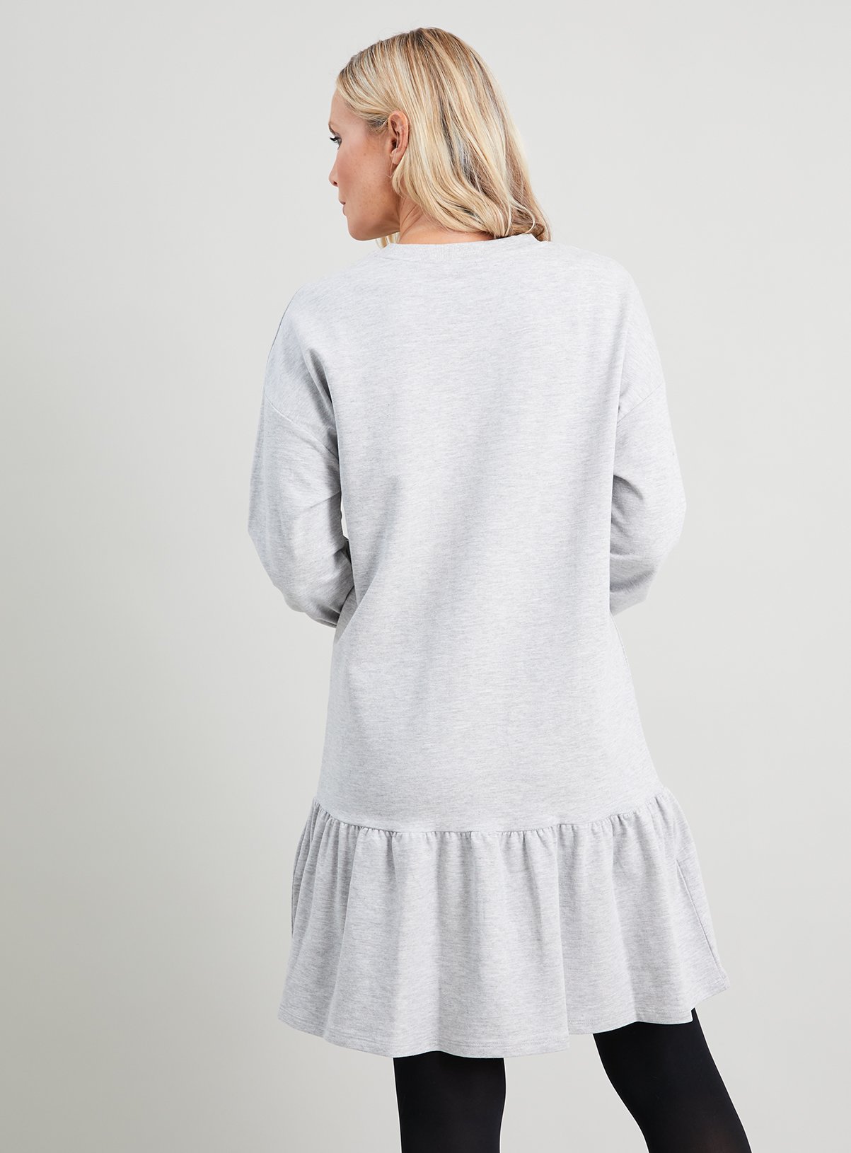 Grey Drop Hem Sweat Dress - 8 - Image 4 thumbnail
