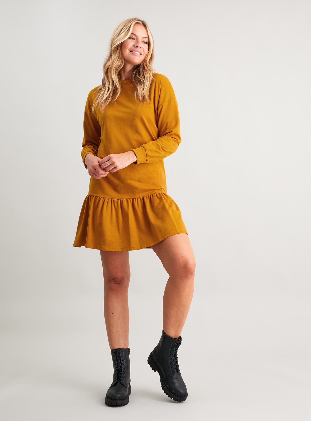 Mustard Drop Hem Sweat Dress - 10 - Image 2 thumbnail