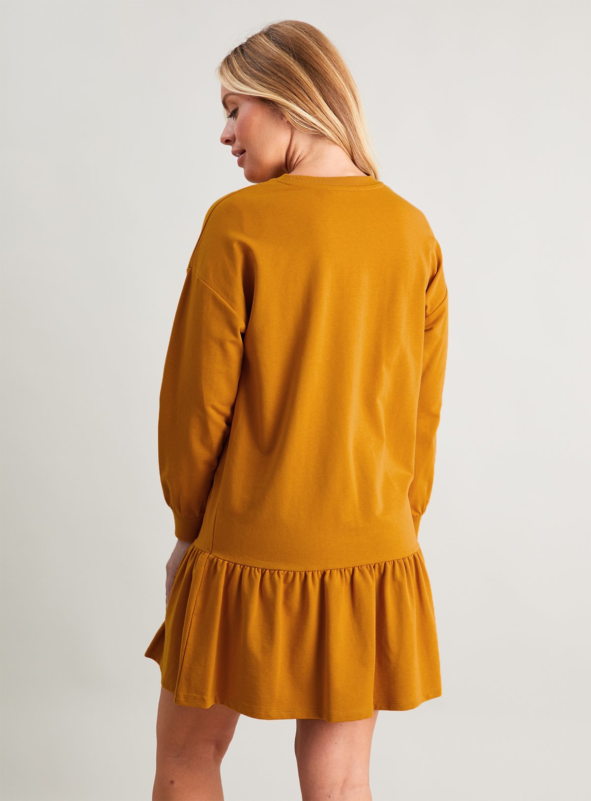 Mustard Drop Hem Sweat Dress - 10 - Image 4 thumbnail