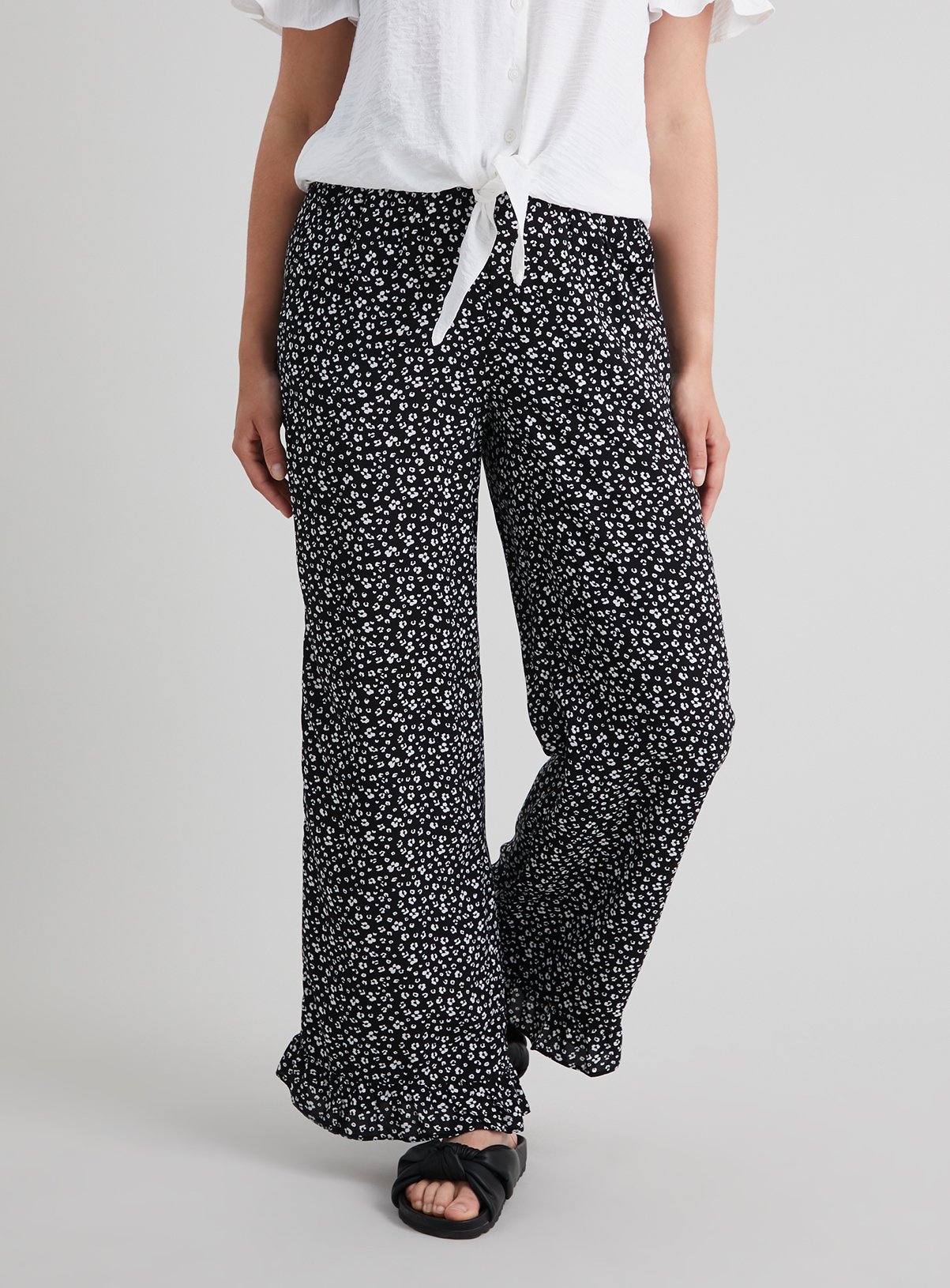 ditsy wide leg trousers