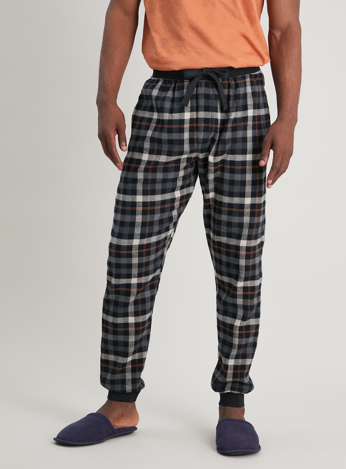 cuffed check pyjama bottoms