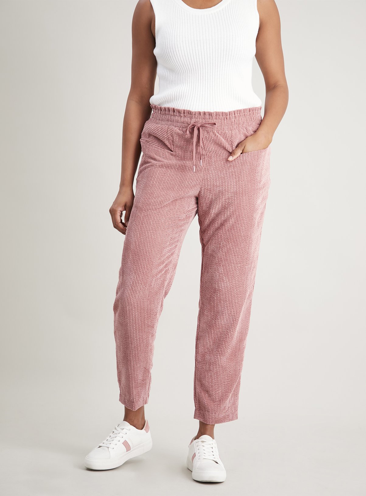 corduroy pink trousers