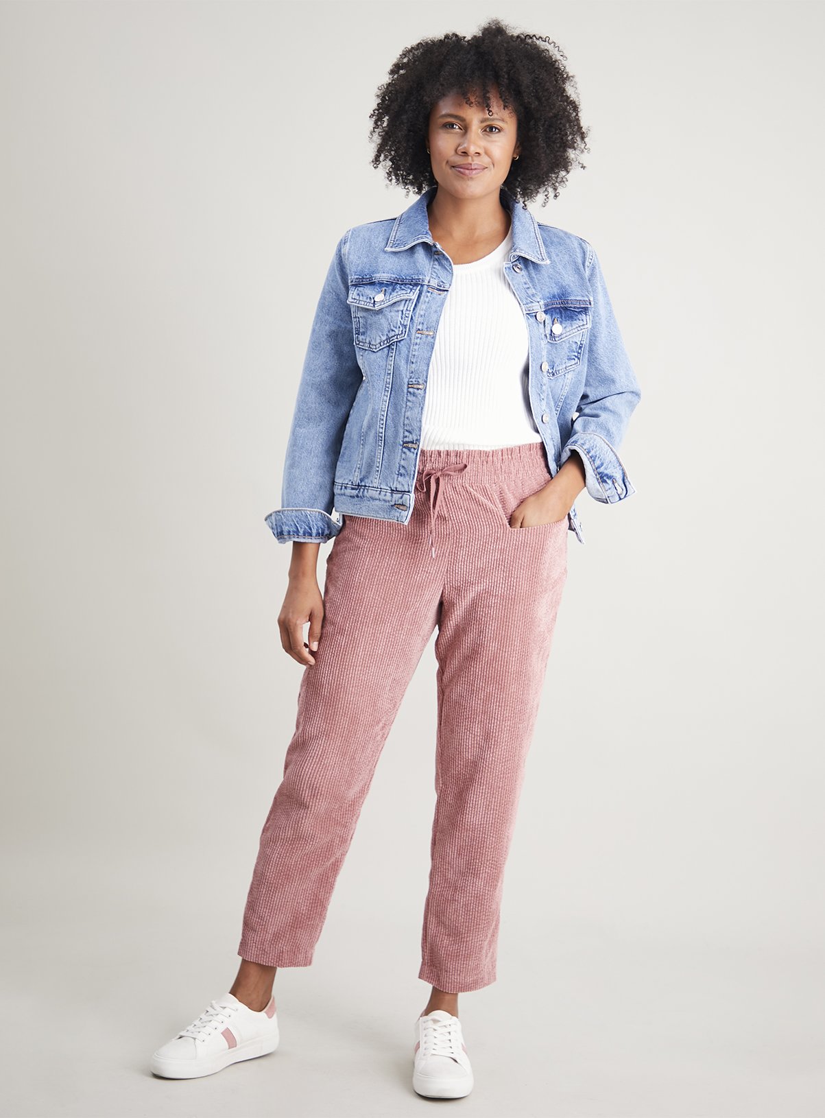 wide leg pink corduroy pants