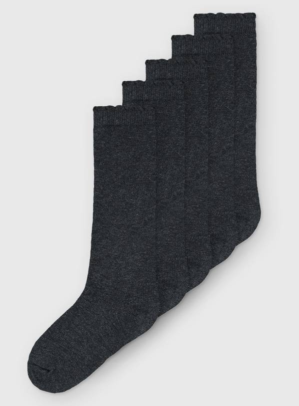 Charcoal Knee High Socks 5 Pack 6-8.5