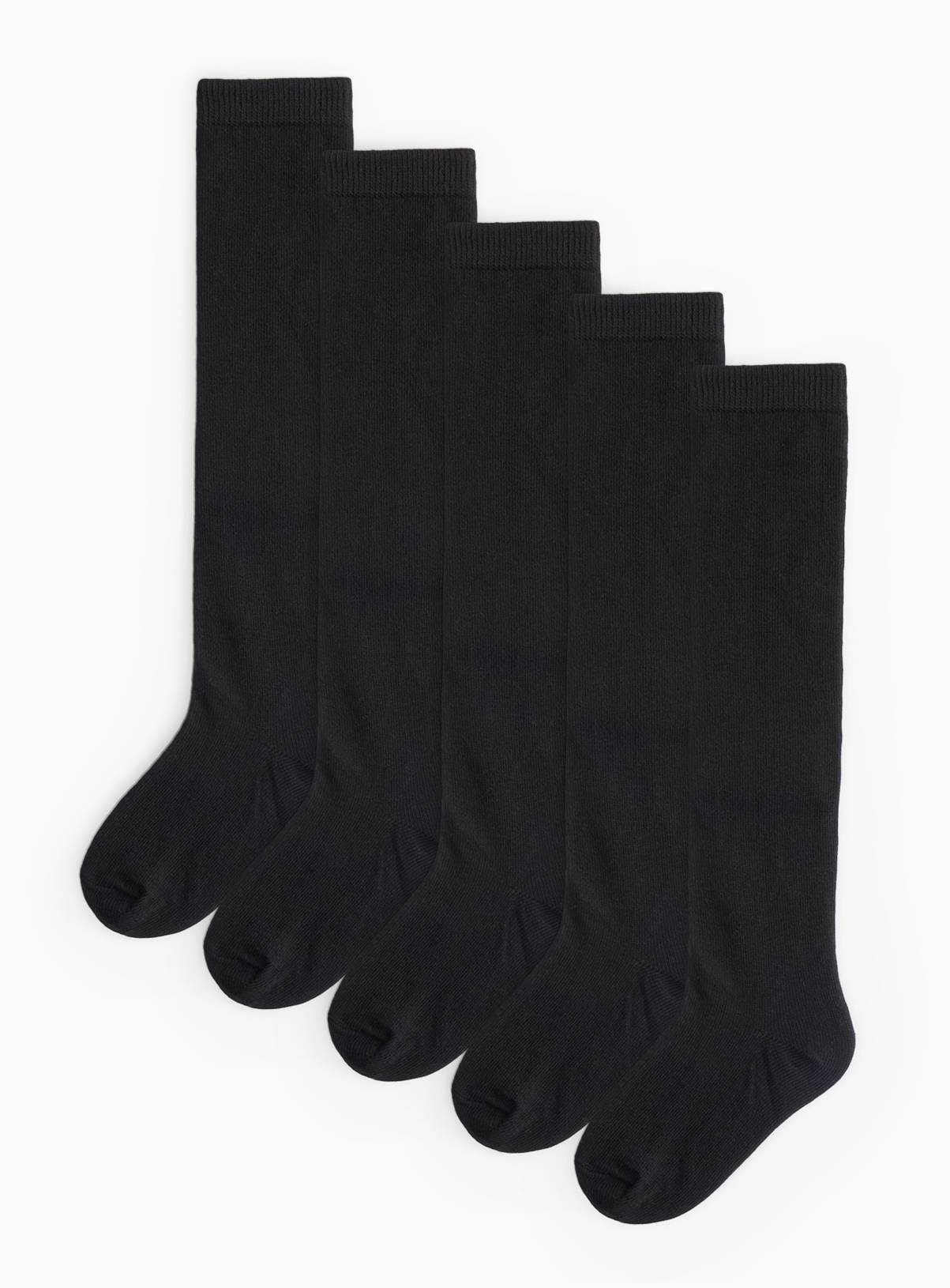 Black Over The Knee School Sock 5 Pack 9-12 - Image 1