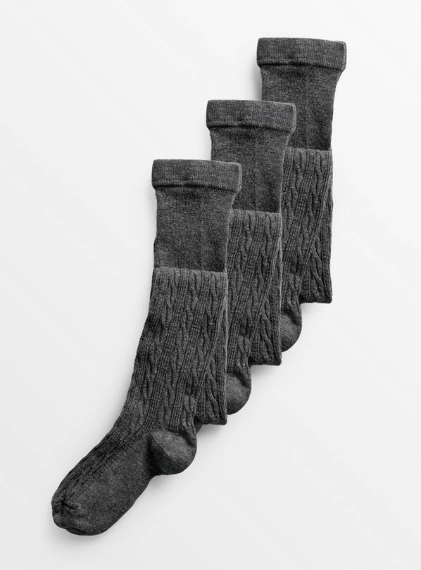Grey Cable Knit Tights 3 Pack - 4-5 years