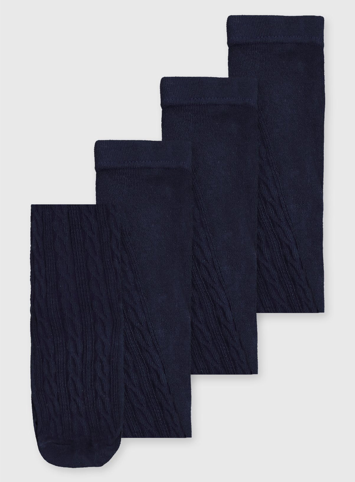 Navy Cable Knit Tights 3 Pack 7-8 years - Image 1 thumbnail