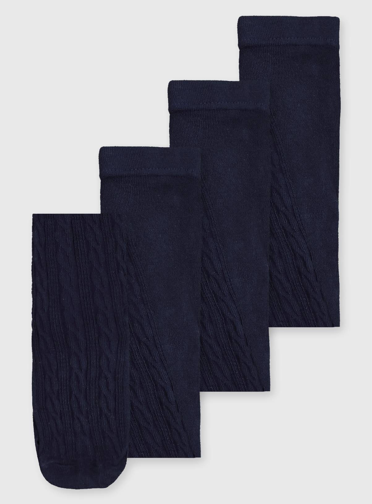 Navy Cable Knit Tights 3 Pack 7-8 years - Image 1