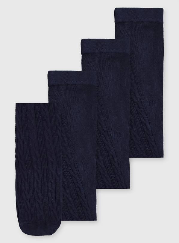 Navy Cable Knit Tights 3 Pack - 3-4 years