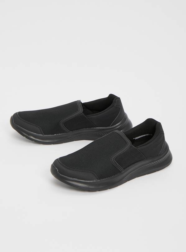 Sole Comfort Black Mesh Slip On Shoes - 12