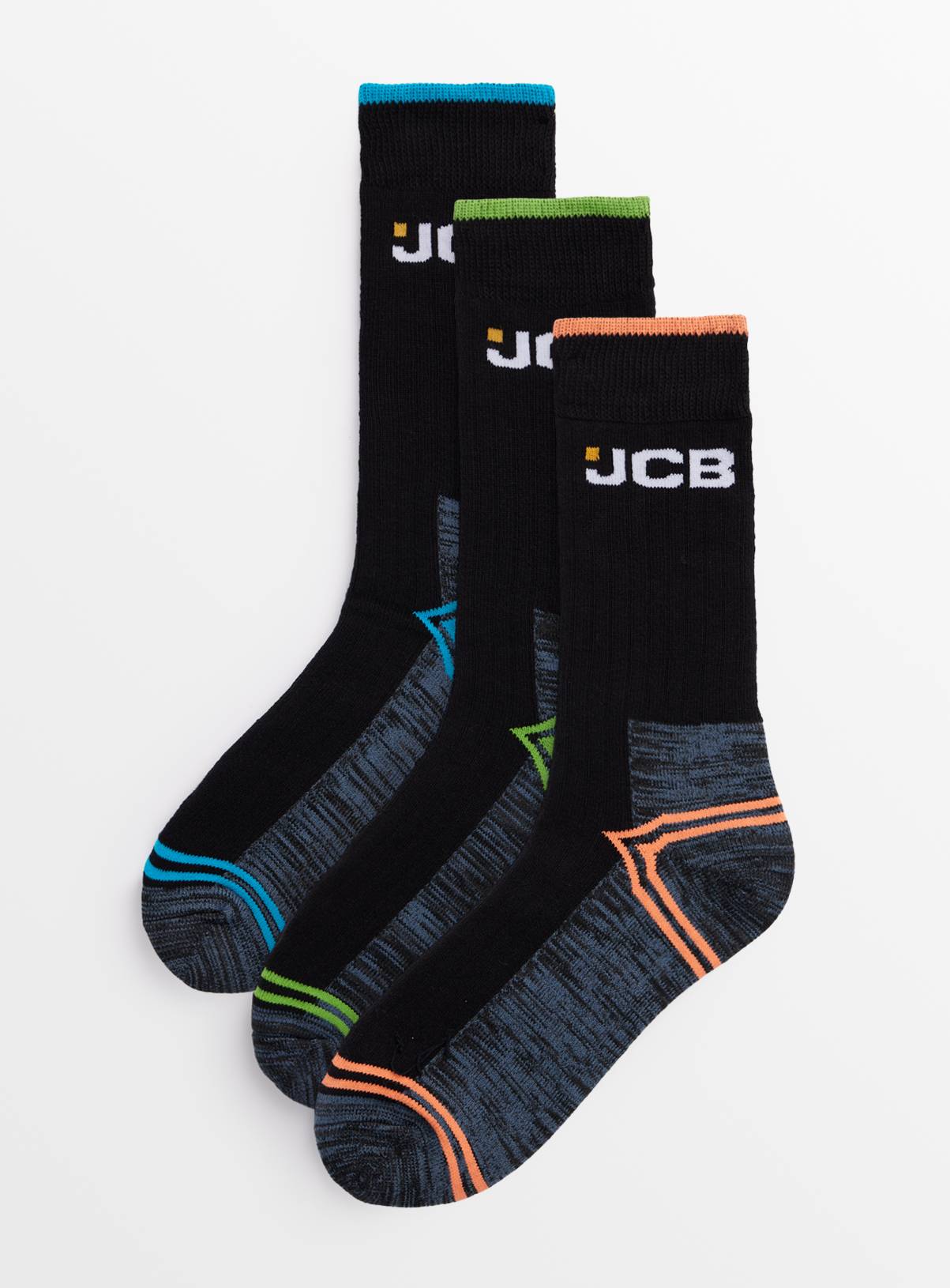 JCB High Vis Neon Trim Socks 3 Pack 6-11 - Image 1