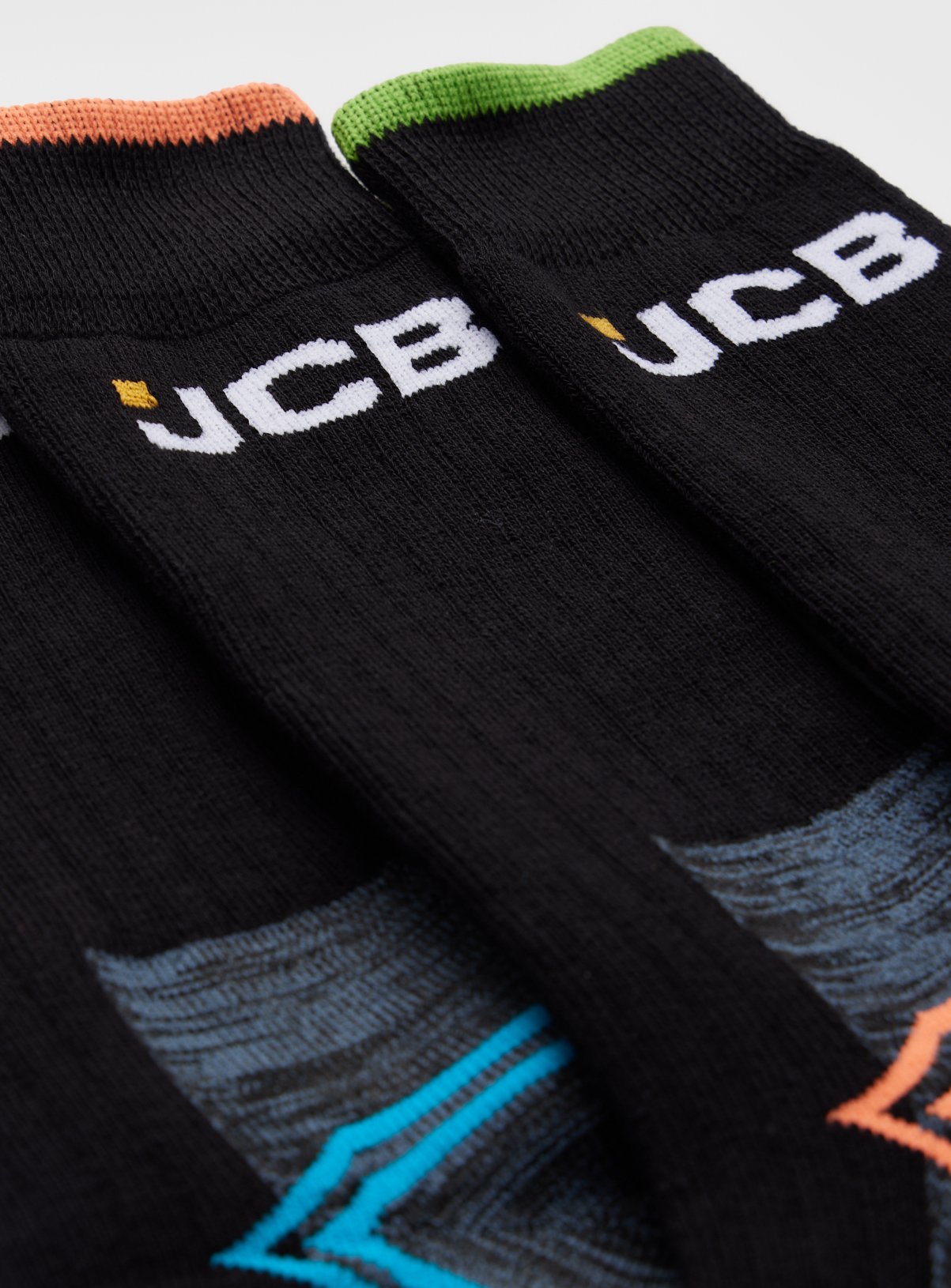 JCB High Vis Neon Trim Socks 3 Pack 6-11 - Image 2 thumbnail