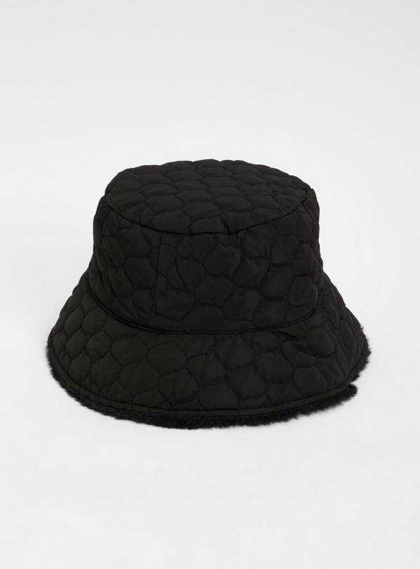 Buy Black Padded & Faux Fur Reversible Bucket Hat One Size Hats Argos