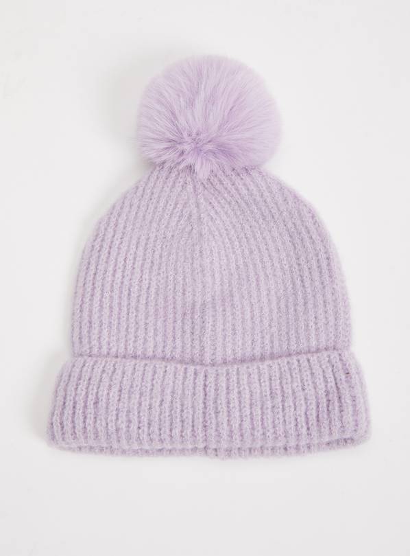 Buy Lilac Rib Knit Pom Pom Hat One Size Hats Argos