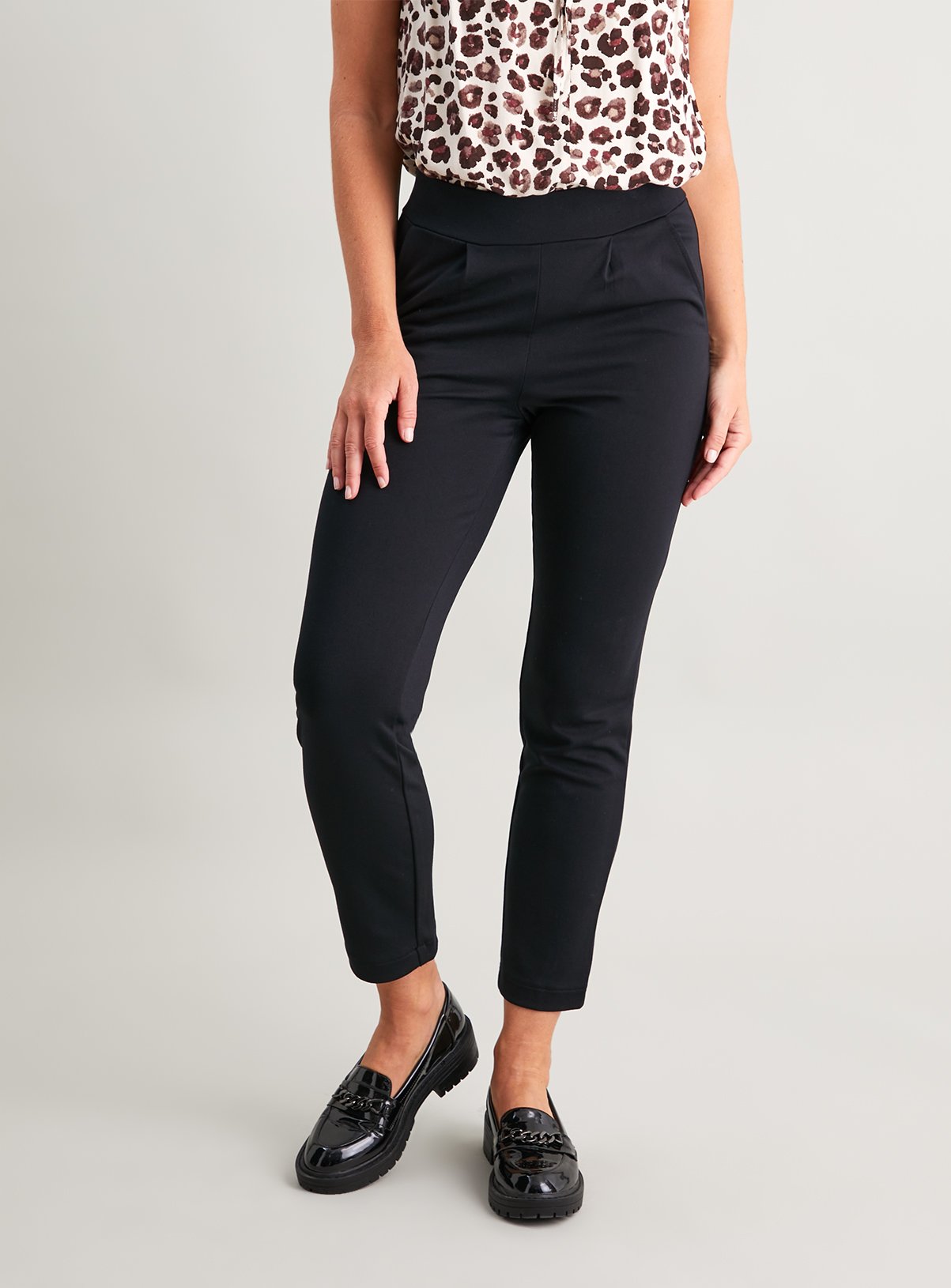 black ponte trousers