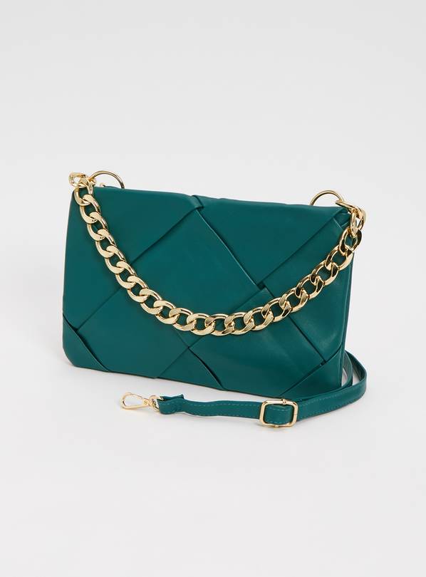 Buy Green Faux Leather Weave Chain Bag One Size Handbags Argos
