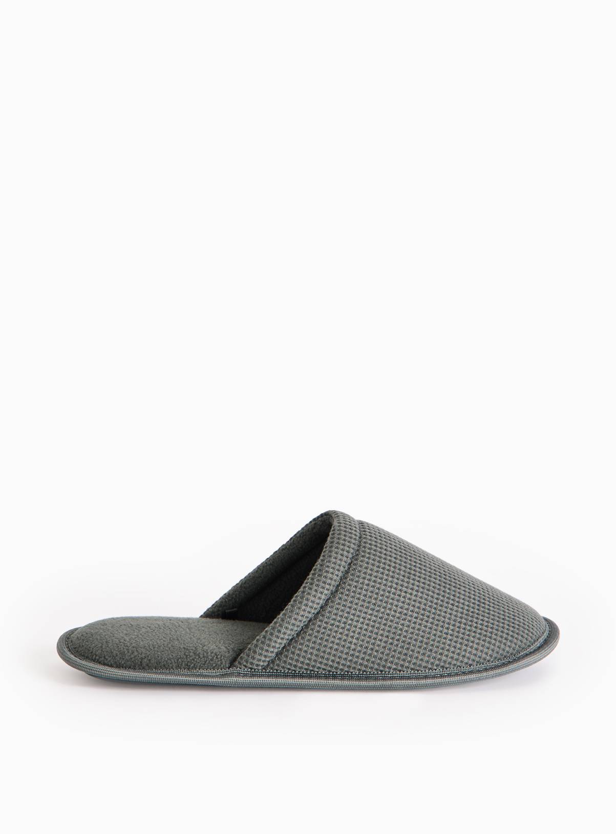 Grey Green Waffle Mule Slippers L - Image 2