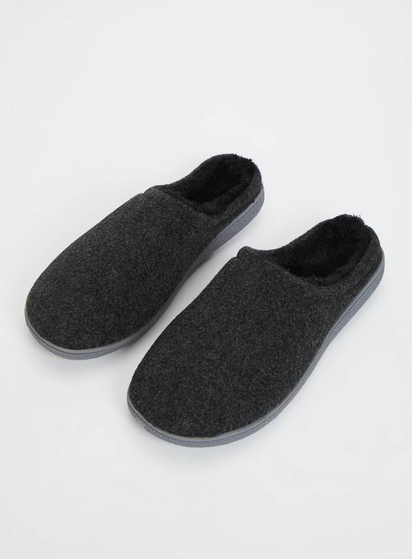 Buy Charcoal Grey Borg Lined Slippers - S | Slippers | Argos