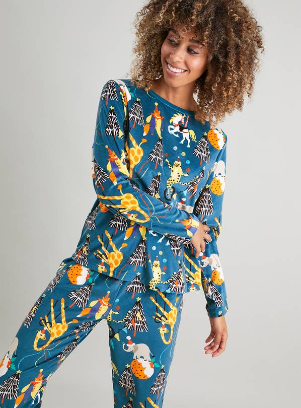 Buy Women's Family Christmas Circus Teal Pyjamas - 10 | Pyjamas | Argos