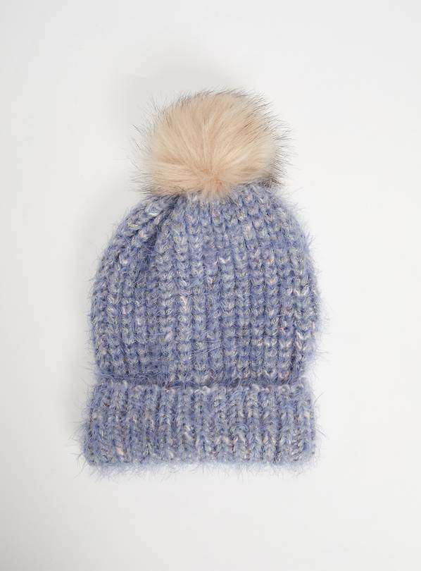 Buy Pastel Blue Twist Knit Pom Pom Beanie Hat One Size Hats Argos
