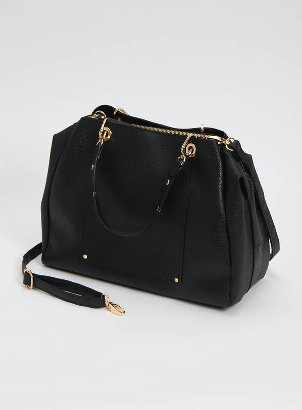 Buy Black Faux Leather Handbag One Size Handbags Argos