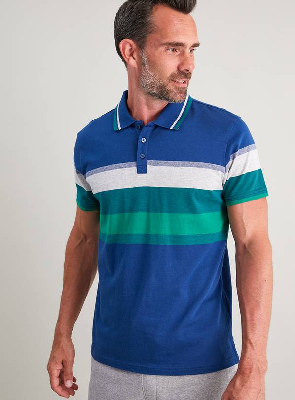 Buy Blue Stripe Polo Shirt - XL | T-shirts and polos | Argos